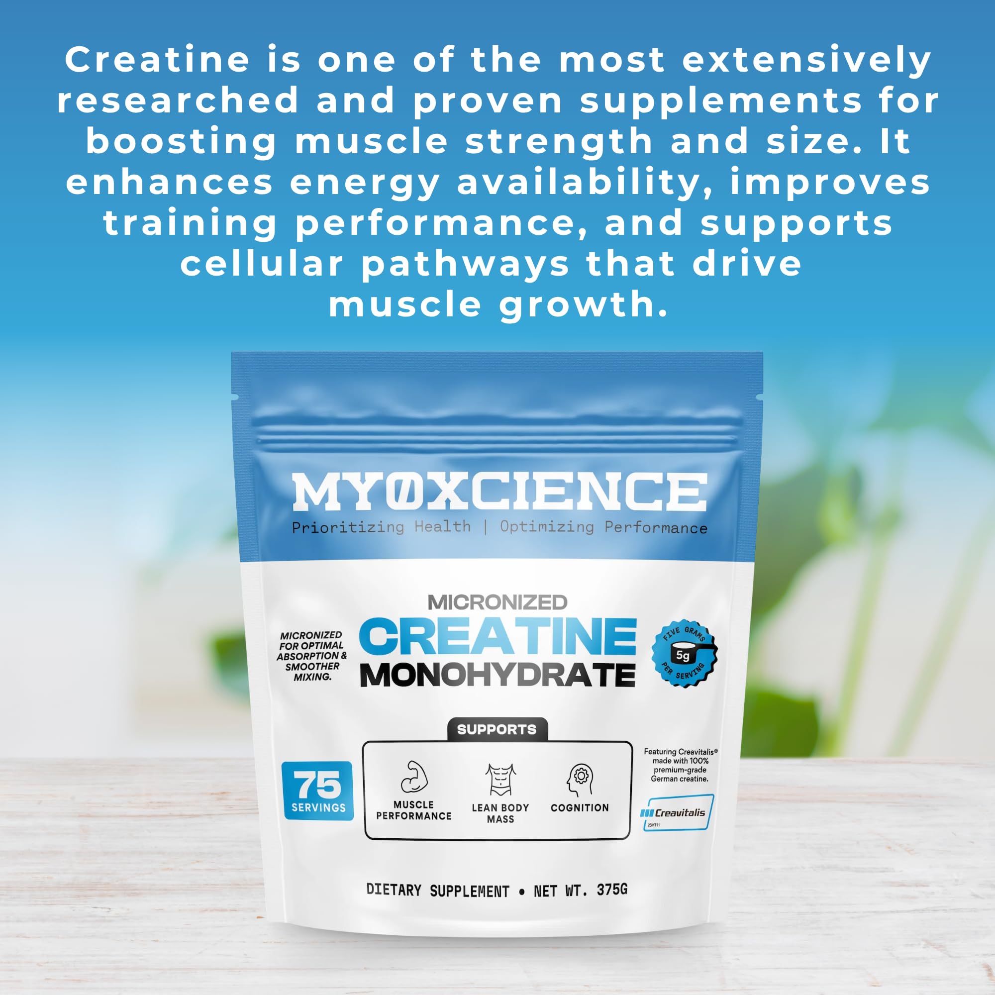 MYOXCIENCE Creavitalis disolución rápida en líquido para absorción eficiente.