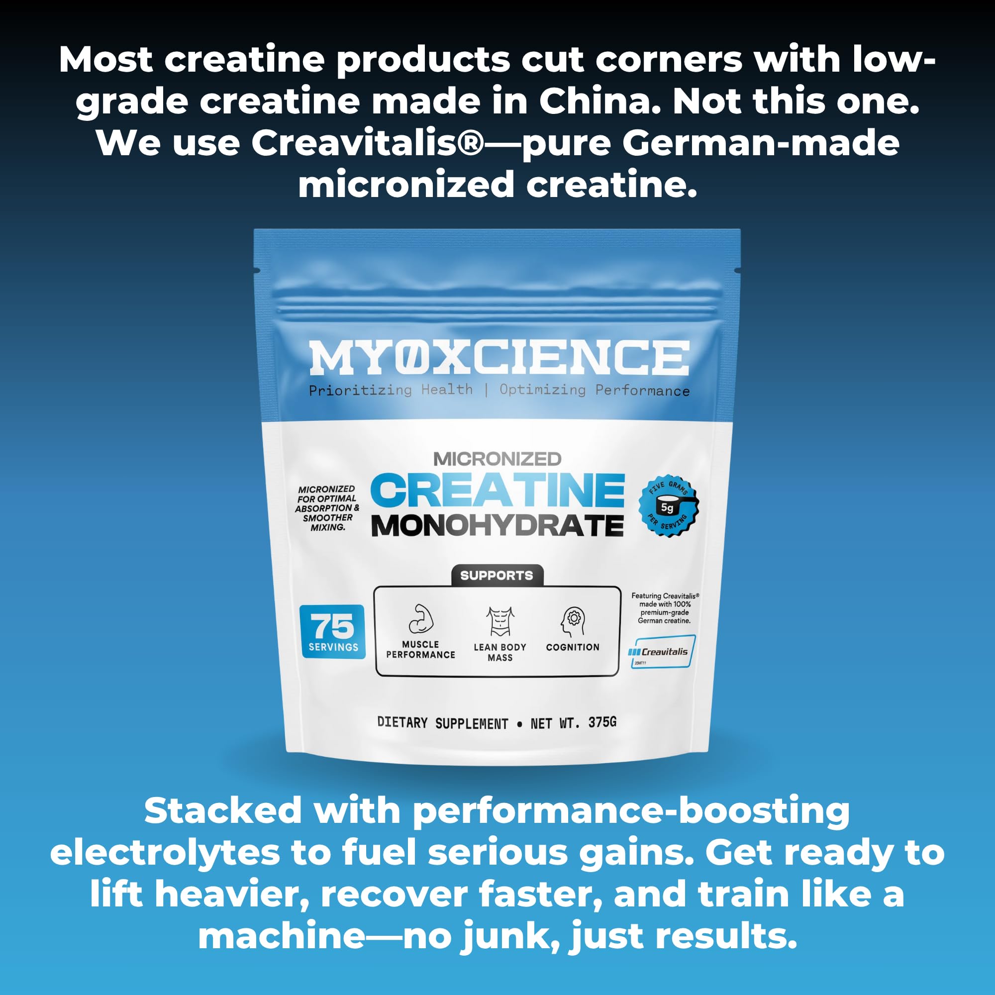 MYOXCIENCE Creavitalis ritmo diario de entrenamiento para potencia sostenida.