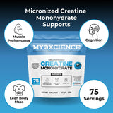 MYOXCIENCE Creavitalis etiqueta de calidad que resalta pureza y certificaciones.