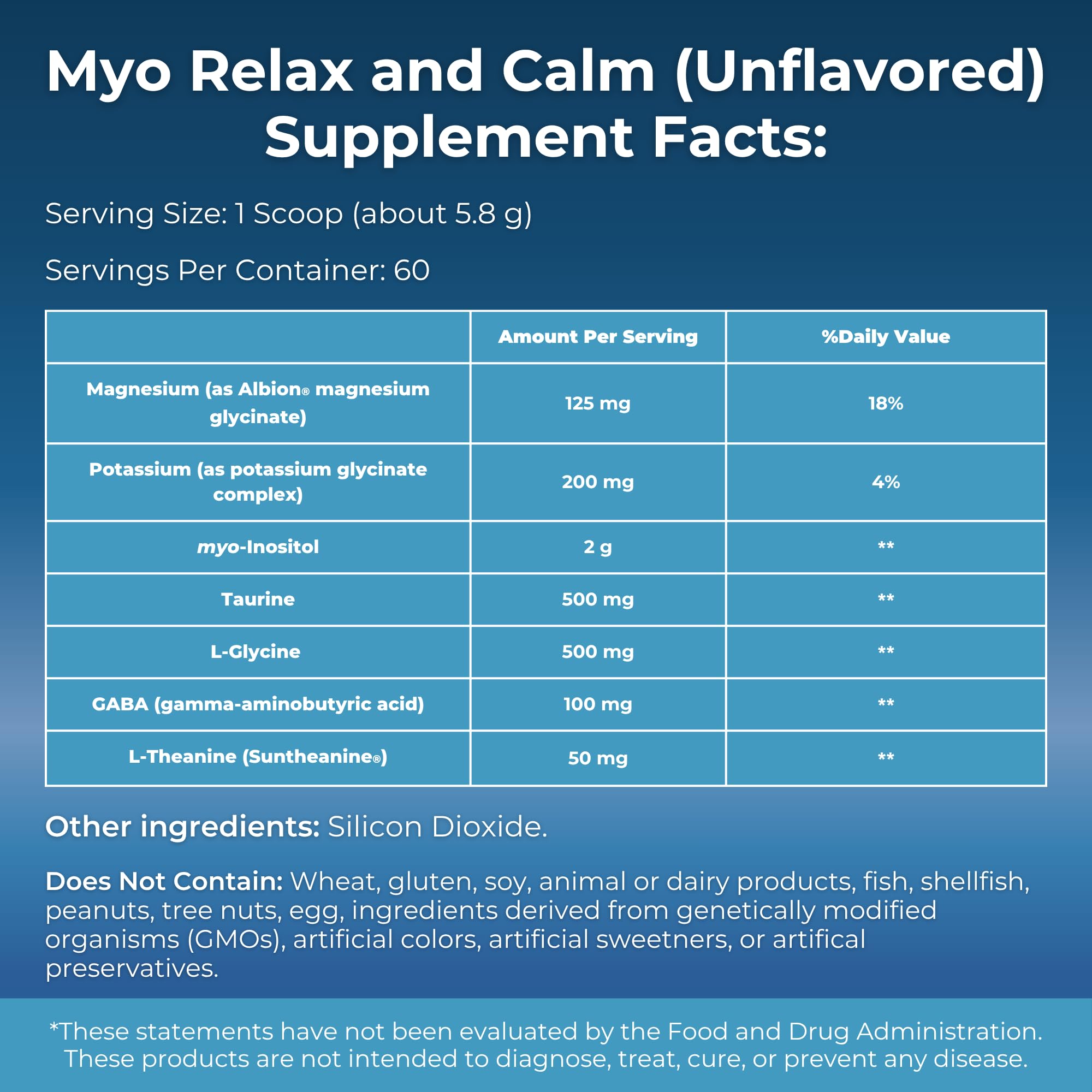 MYOXCIENCE Myo Relax & Calm ingredientes-clave magnesio y L-teanina para la relajación