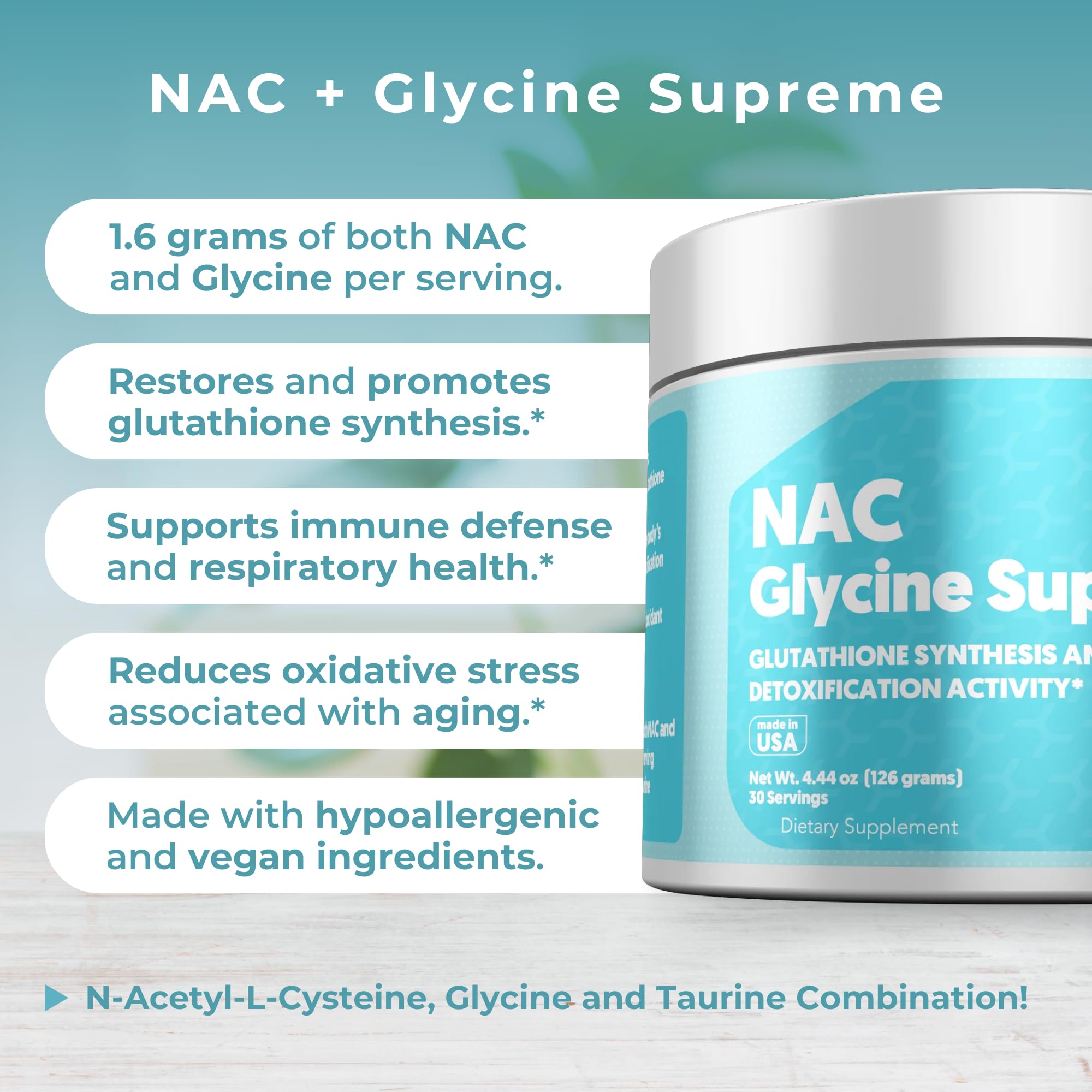 MYOXCIENCE NAC Glycine Supreme, aminoácidos clave para uso diario y rendimiento