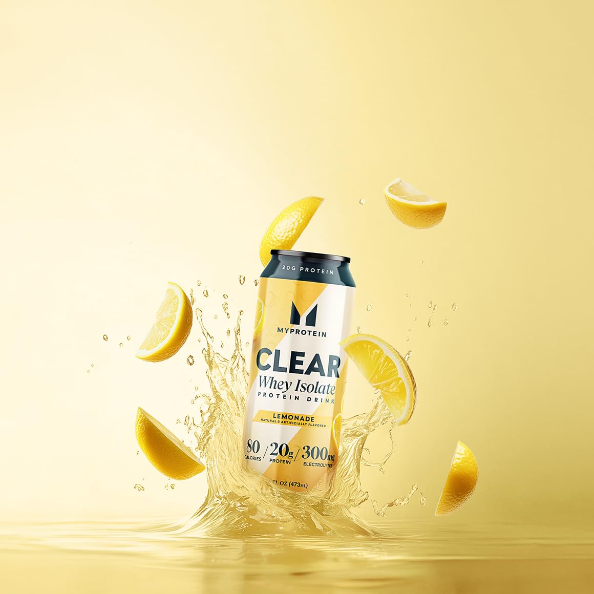 Presentación de Clear Whey Isolate, caja de 12 latas, uso diario práctico.