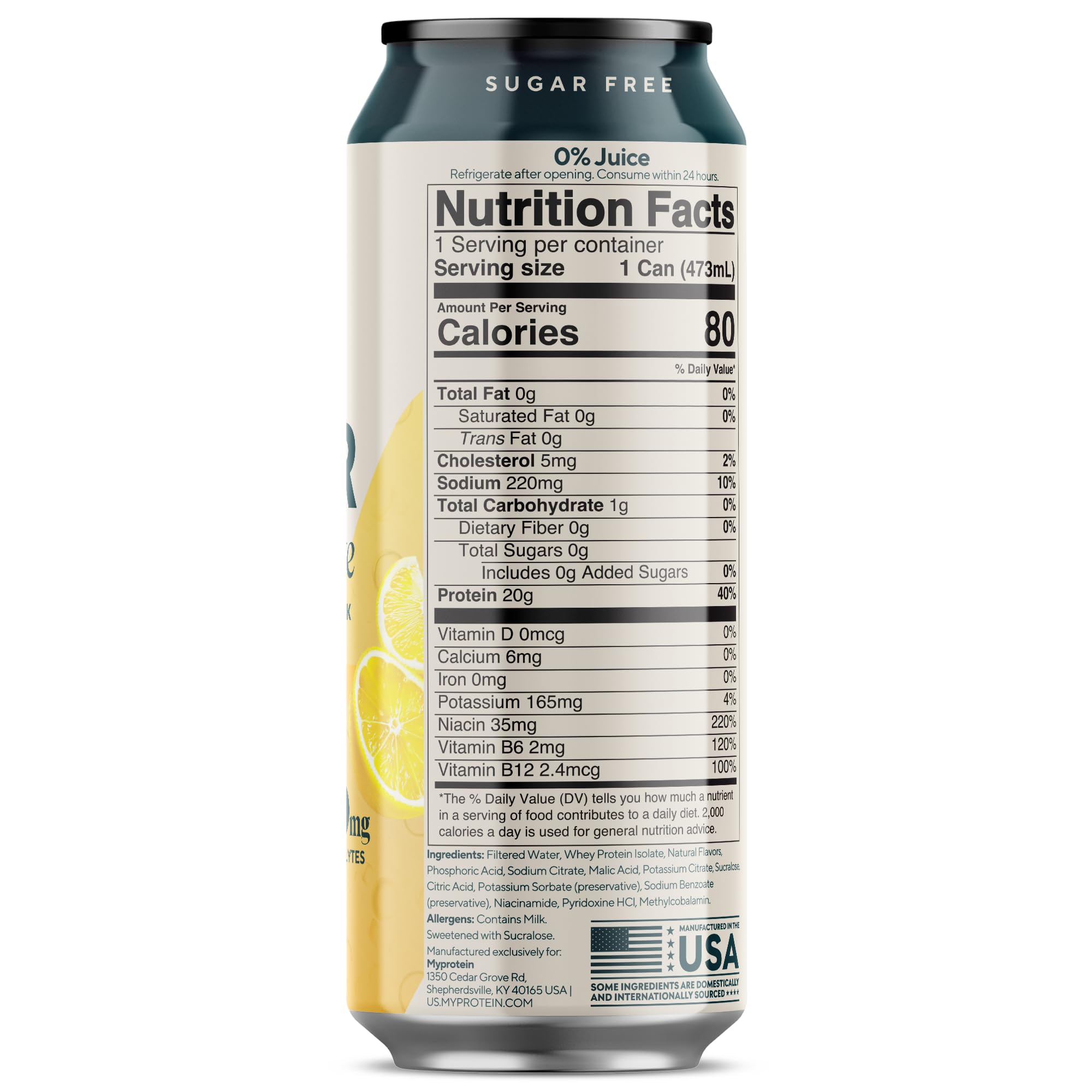 Informacion nutricional clara: 20 g de proteína y 80 calorías.
