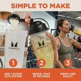 Vaso con hielo y bebida proteica de Myprotein Clear Whey Isolate.
