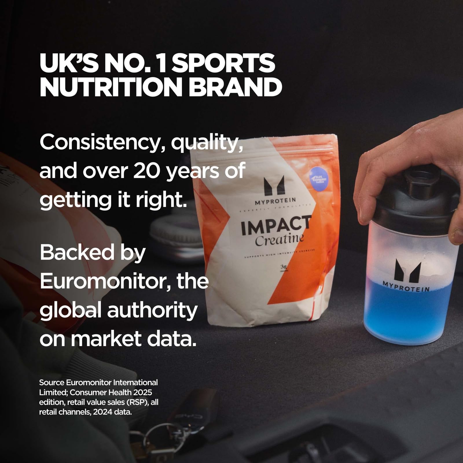 Mezcla en batido con Myprotein Creatina Monohidrato para una experiencia limpia.