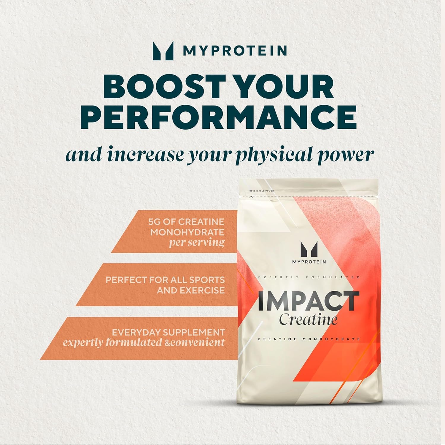 Myprotein Creatina Monohidrato: polvo sin sabor para sesiones de alta intensidad.