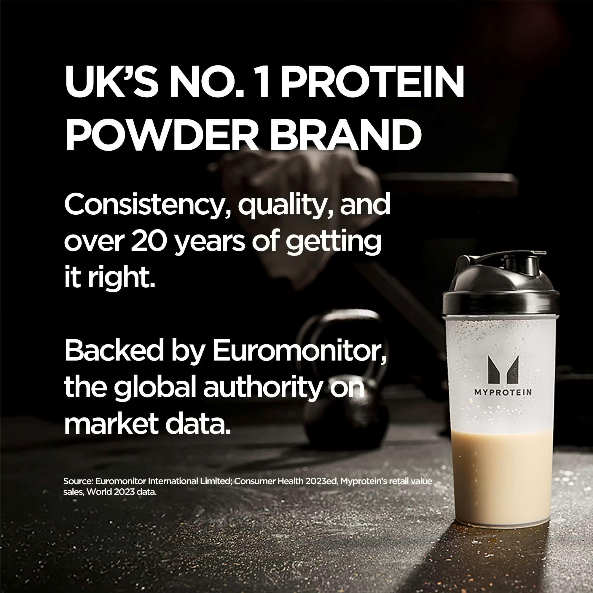 Etiqueta de Myprotein Impact Whey Protein con información nutricional y alérgenos.