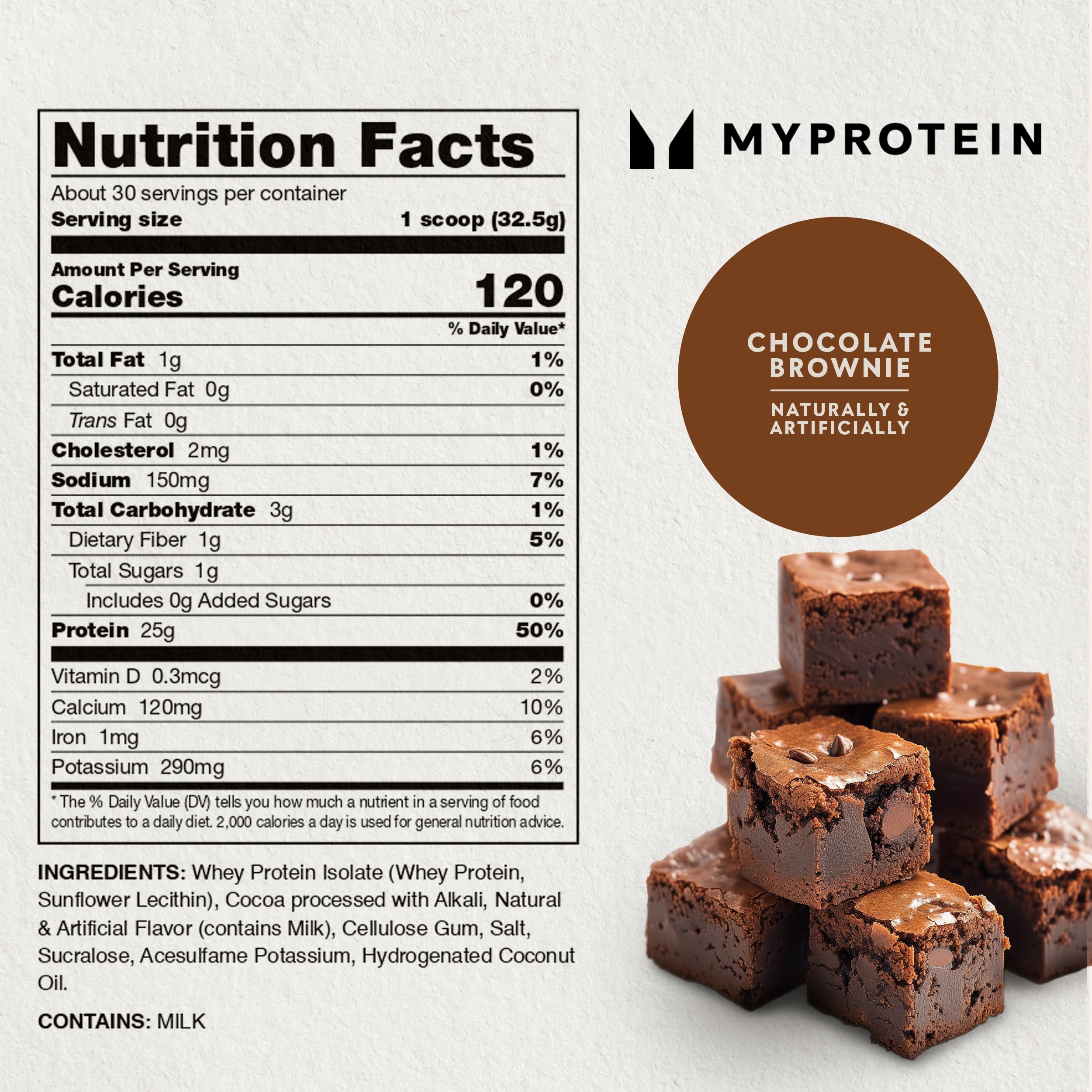 Sabor brownie de chocolate de Myprotein Impact Whey Protein Isolate en batido