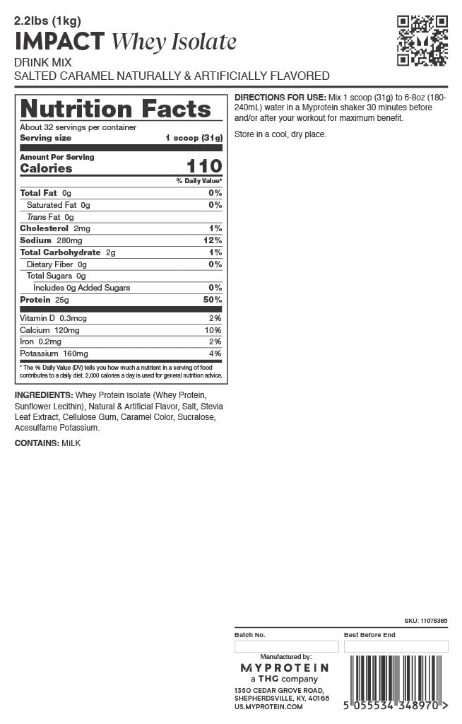 Myprotein Impact degustación Caramelo Salado para probar sabor antes de comprar.