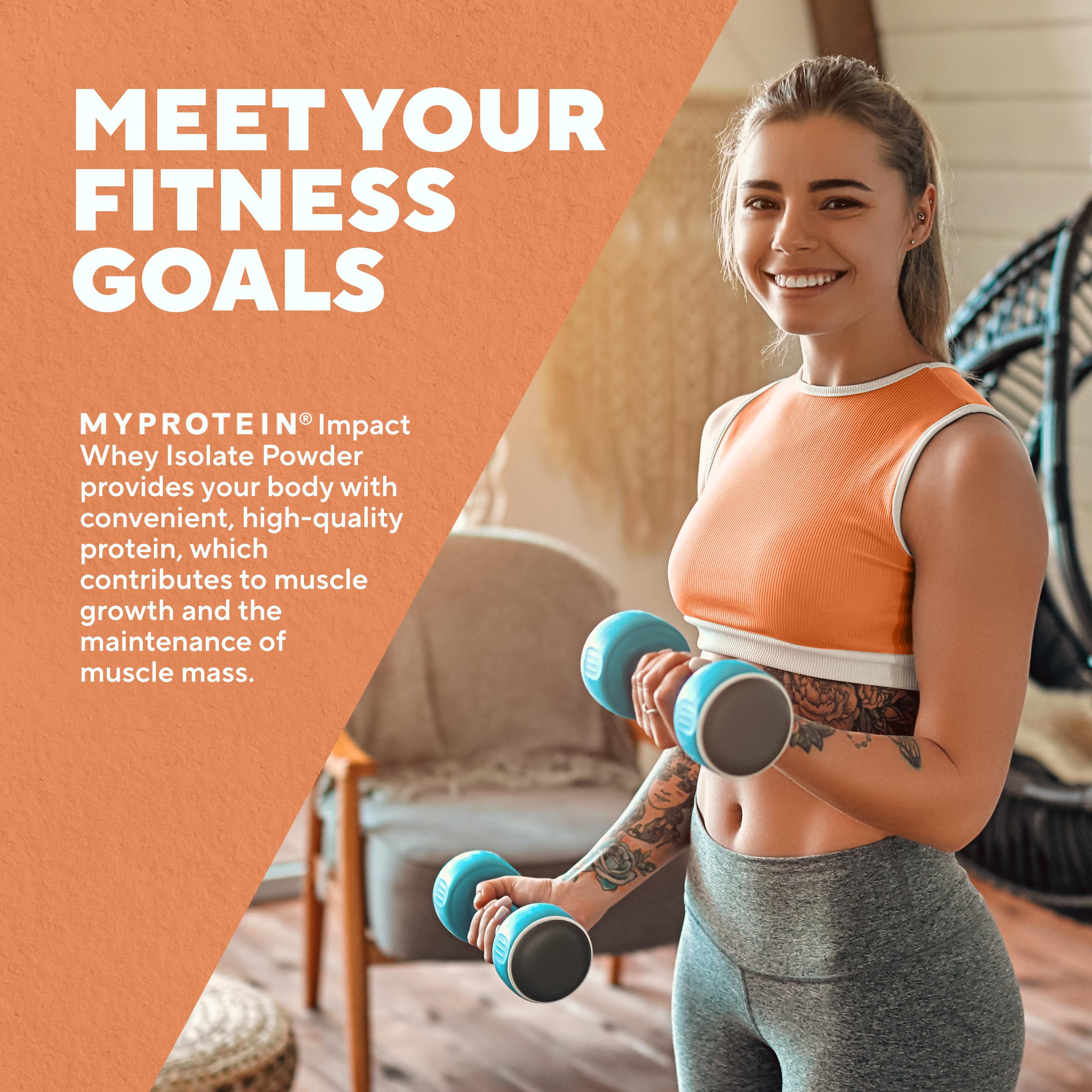Myprotein Impact envase práctico, perfecto para llevar y mezclar en cualquier lugar.