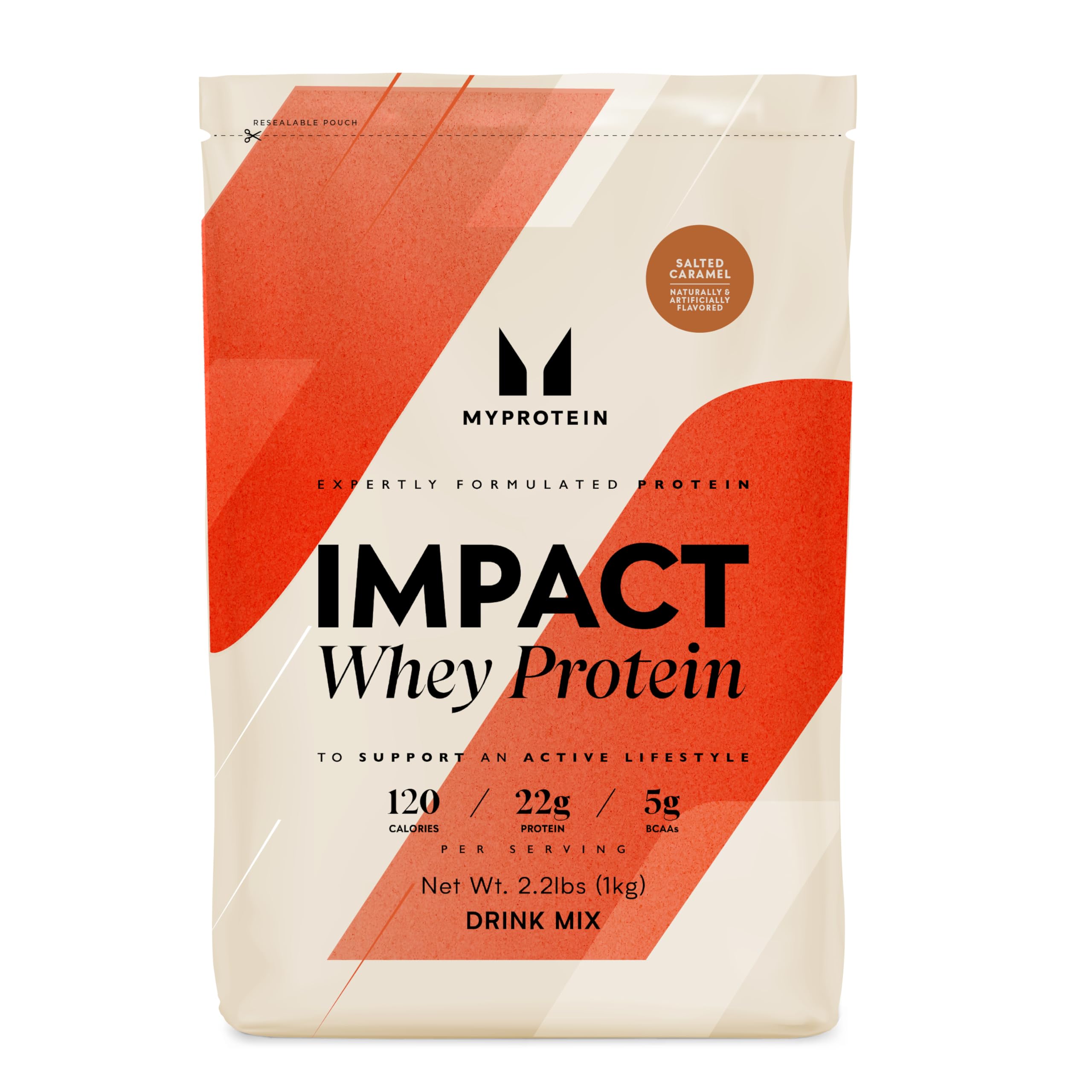 Myprotein Impact Whey sabor caramelo salado en envase de 1 kg, ideal para batidos diarios