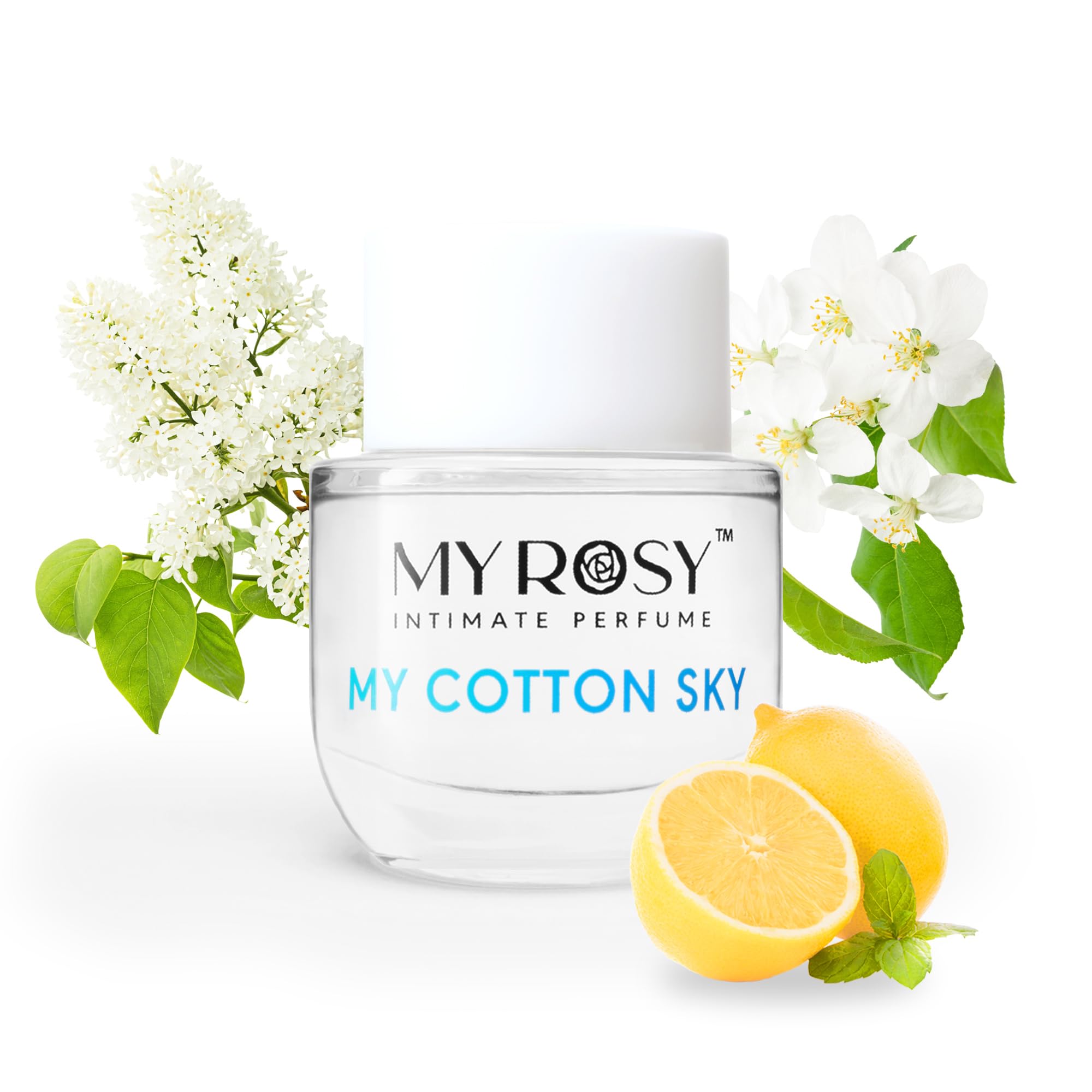 MYROSY My Cotton Sky envase fragante, ideal para uso diario.