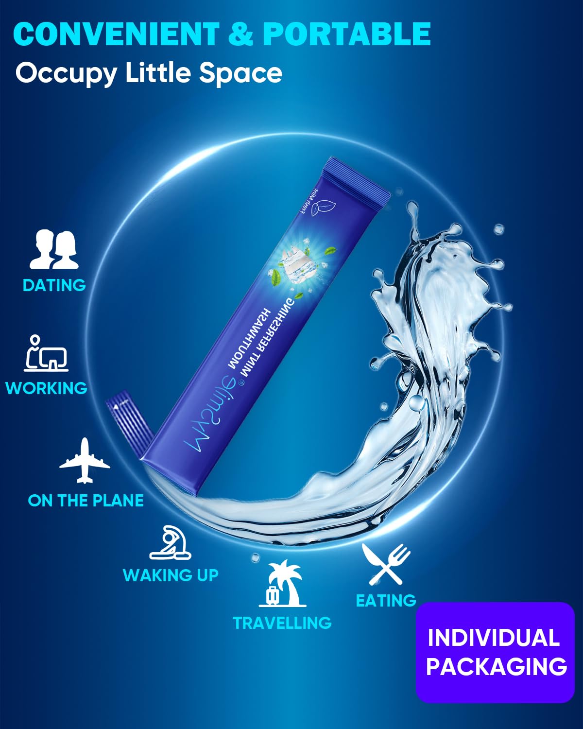 MySmile enjuague bucal menta fresca, sensación de limpieza duradera.