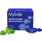 MySmile floseador de agua con enjuague concentrado listo para viajar.