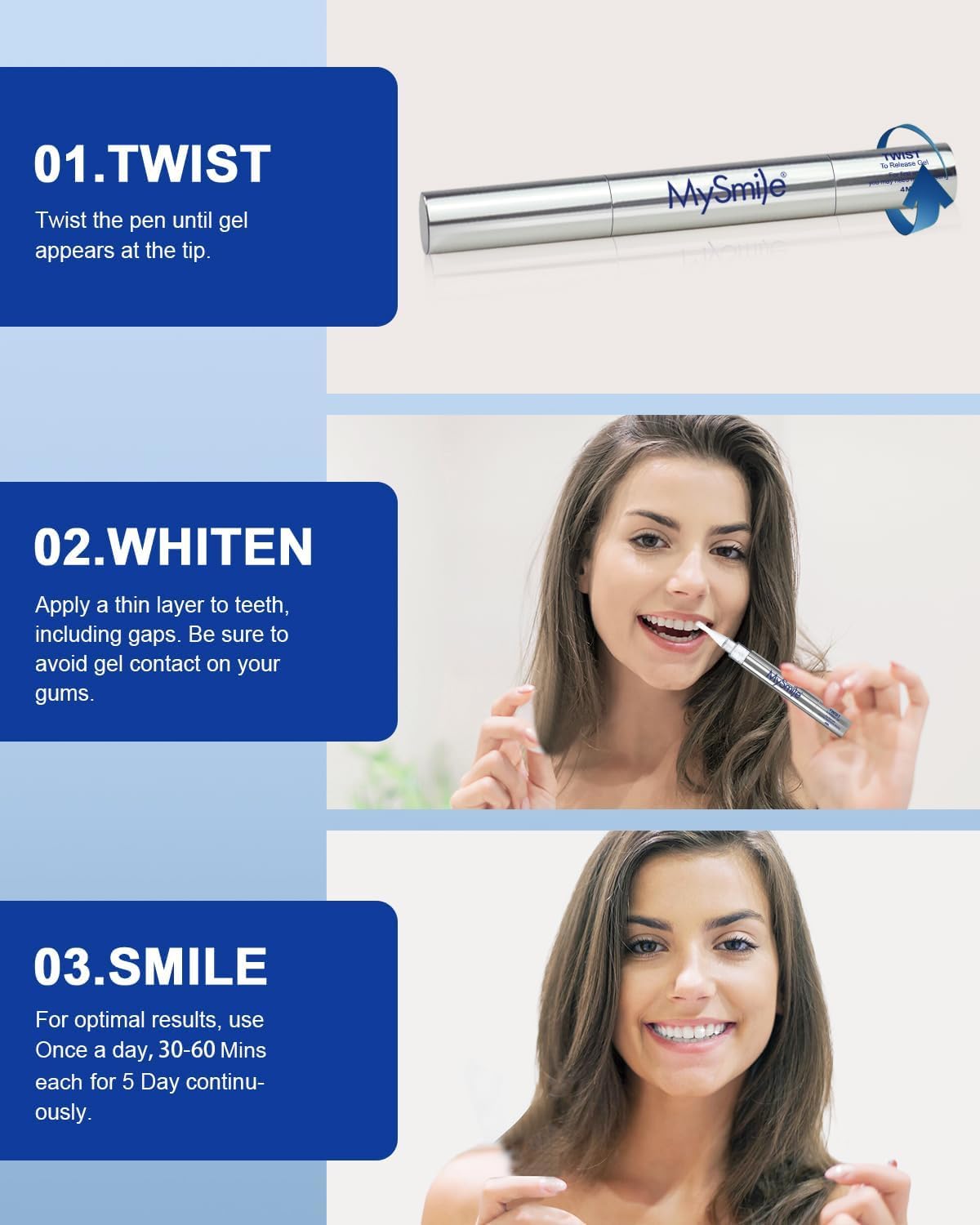 MySmile lápiz blanqueador con top para dosificar gel con seguridad
