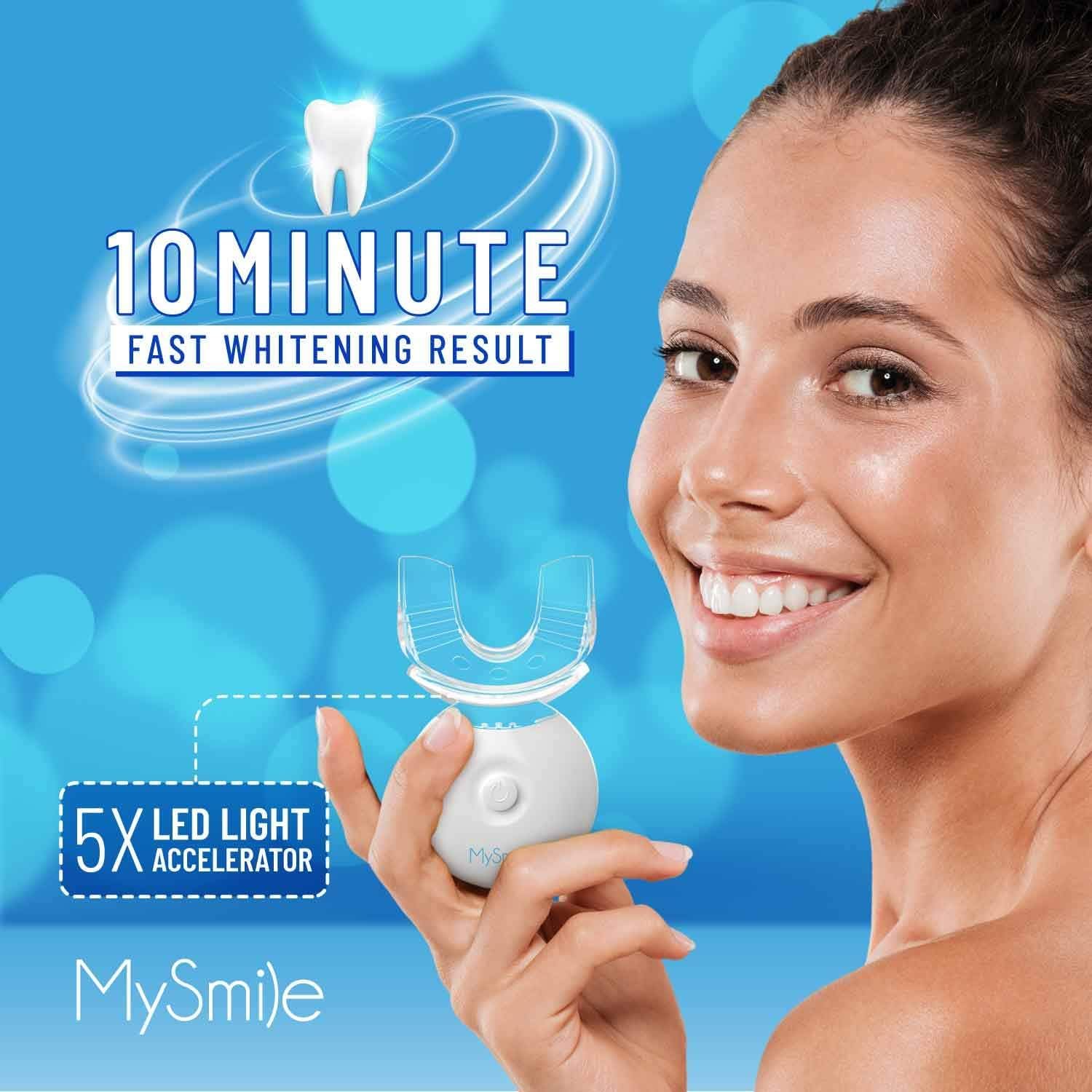 MySmile luz LED activadora acelera el blanqueamiento dental con seguridad