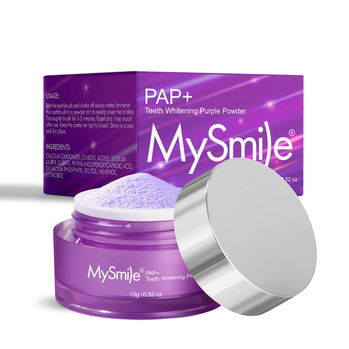 MySmile Pap polvo blanqueador dental con menta para blanqueo suave