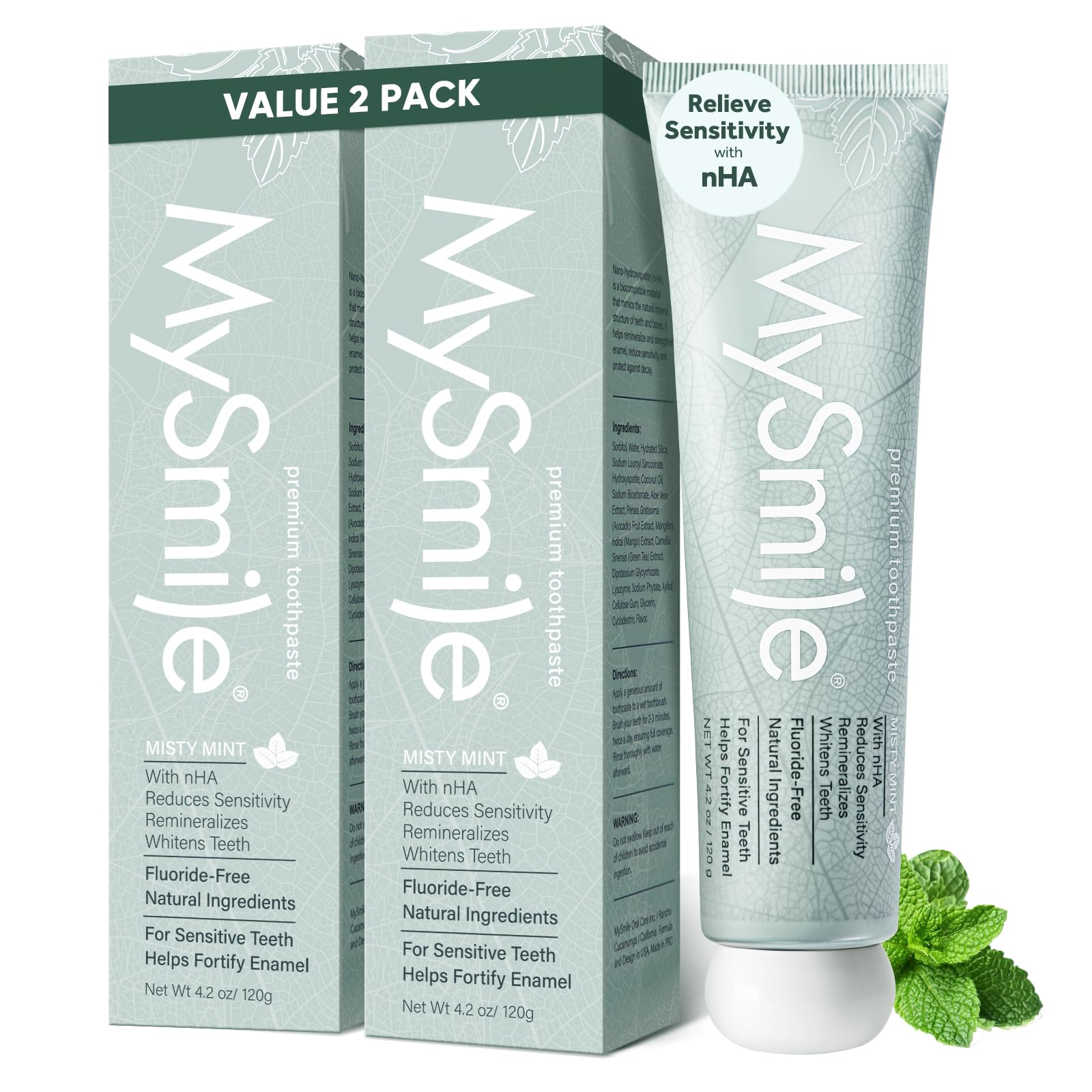 MySmile pasta-dientes hidroxiapatita nano para dientes sensibles, confort al cepillar