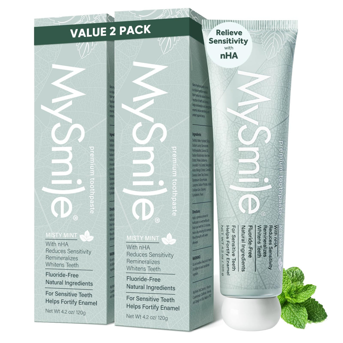MySmile pasta-dientes hidroxiapatita nano para dientes sensibles, confort al cepillar