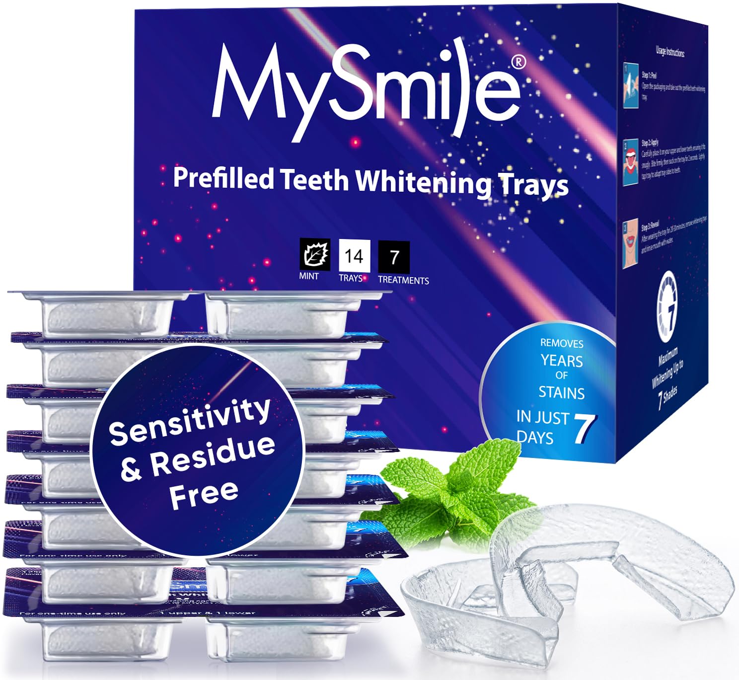 MySmile bandejas prellenadas listas para blanqueamiento dental con gel seguro
