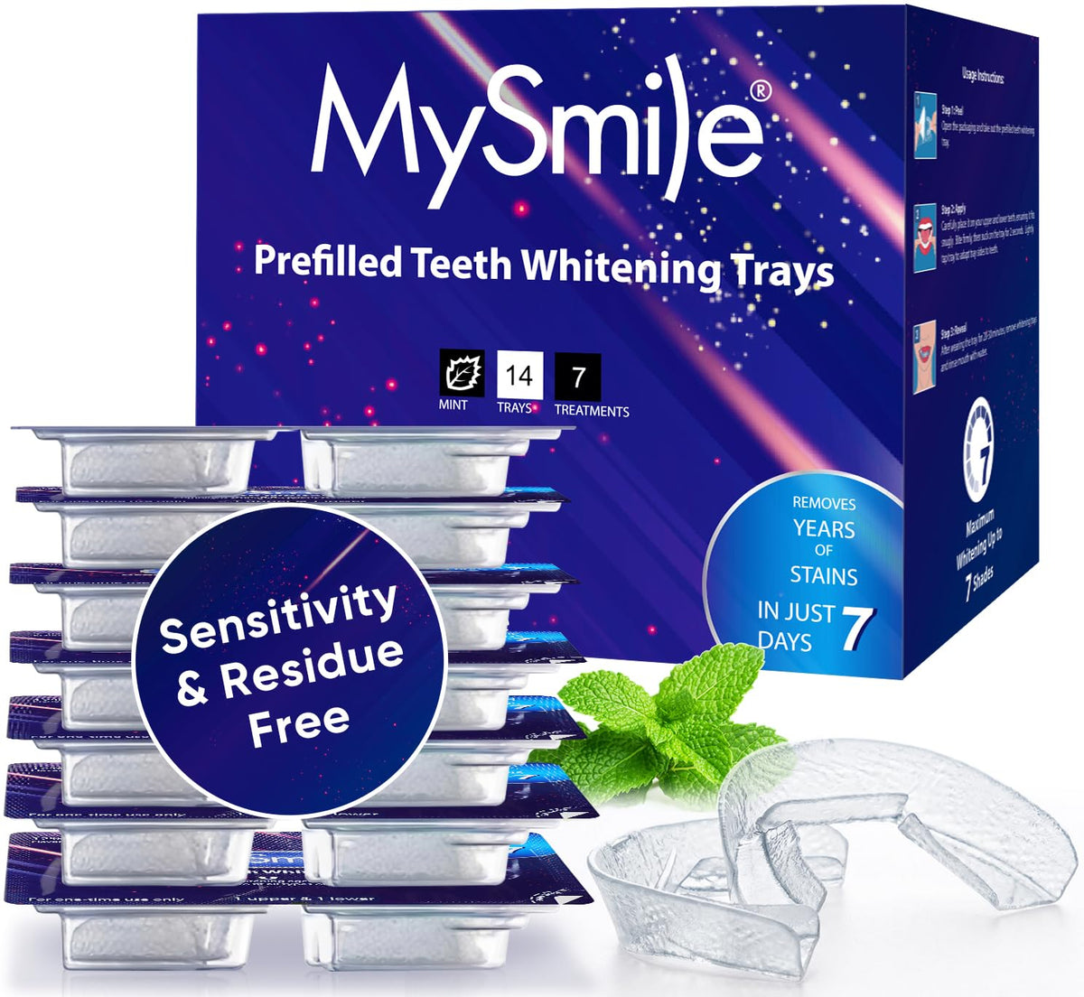 MySmile bandejas prellenadas listas para blanqueamiento dental con gel seguro