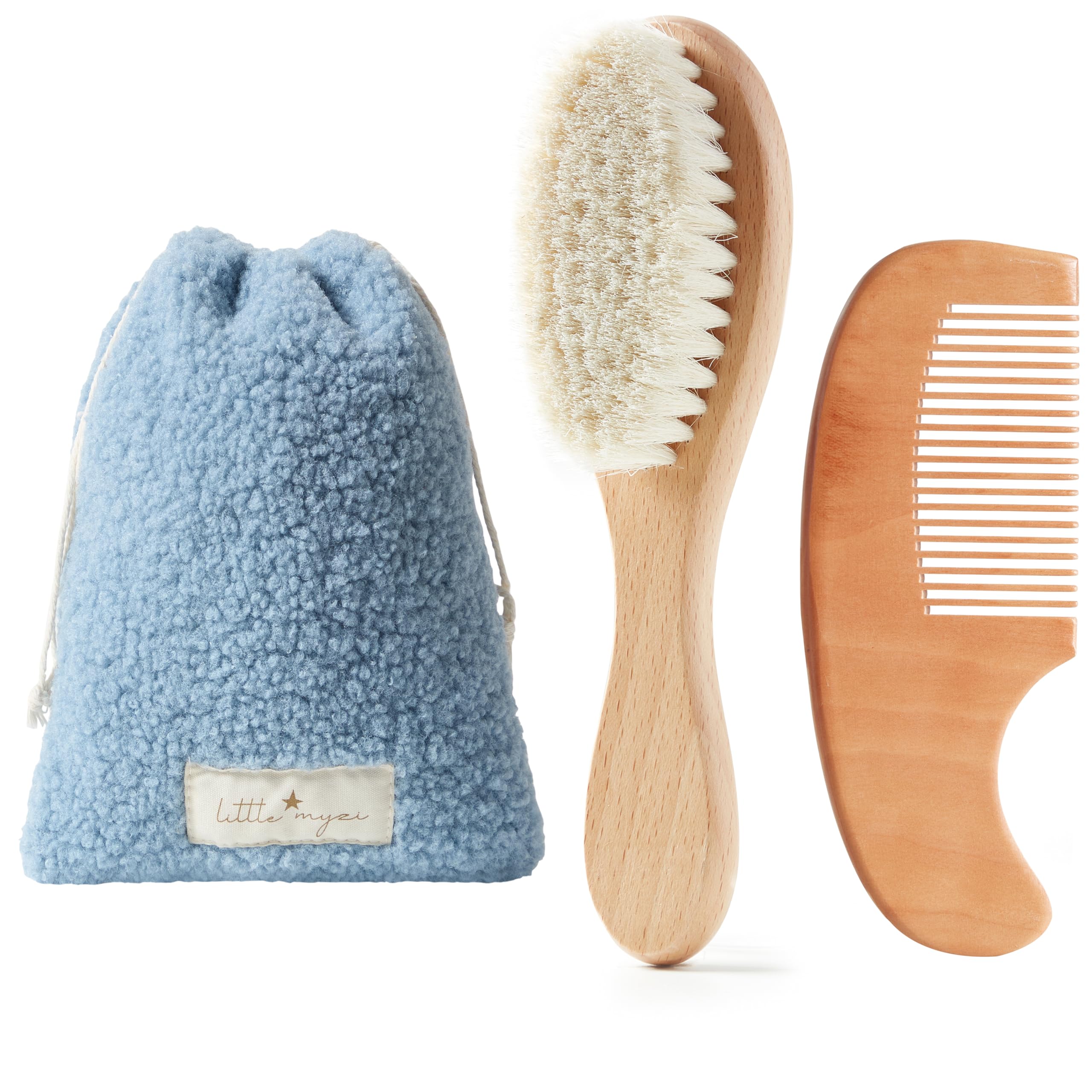 MYZI bebé cepillo pelo suave, conjunto completo para cuidado delicado.