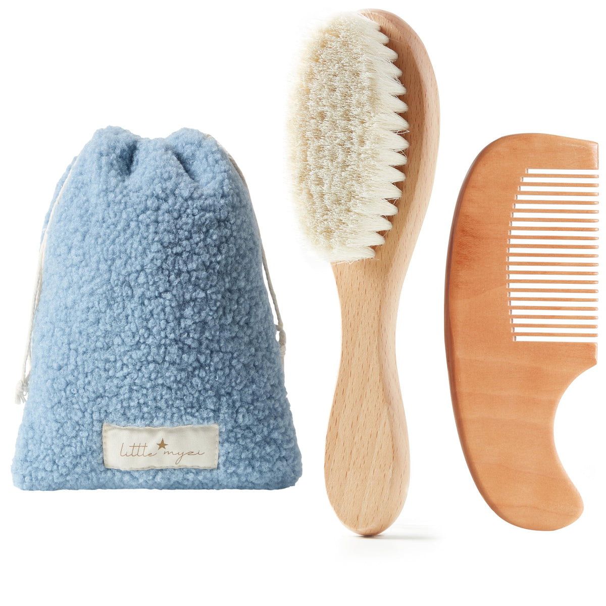 MYZI bebé cepillo pelo suave, conjunto completo para cuidado delicado.