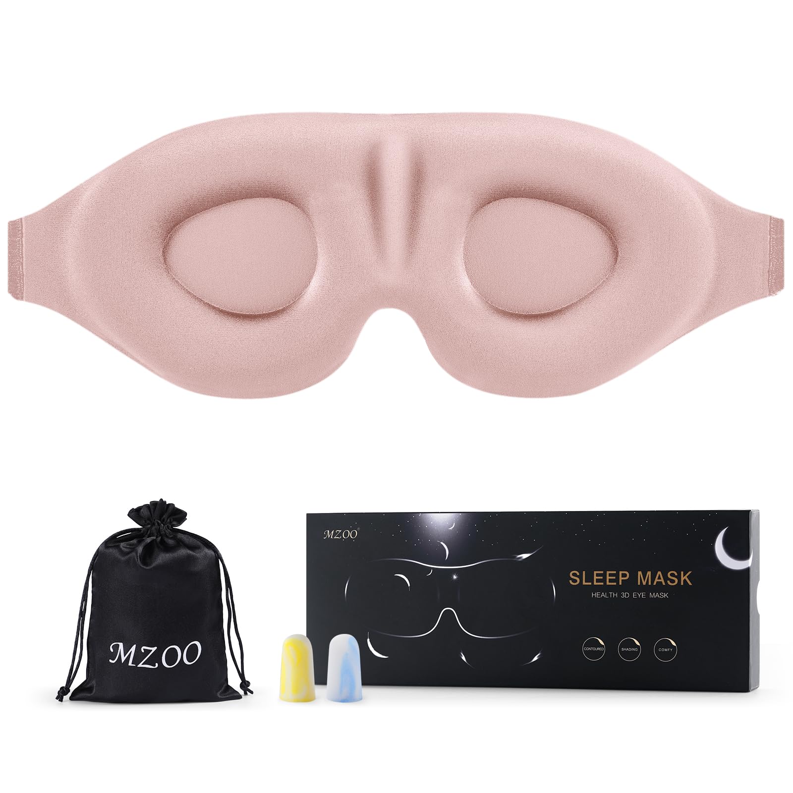 MZOO mascarilla ojos lujo para dormir, bloqueo visual total y comodidad.