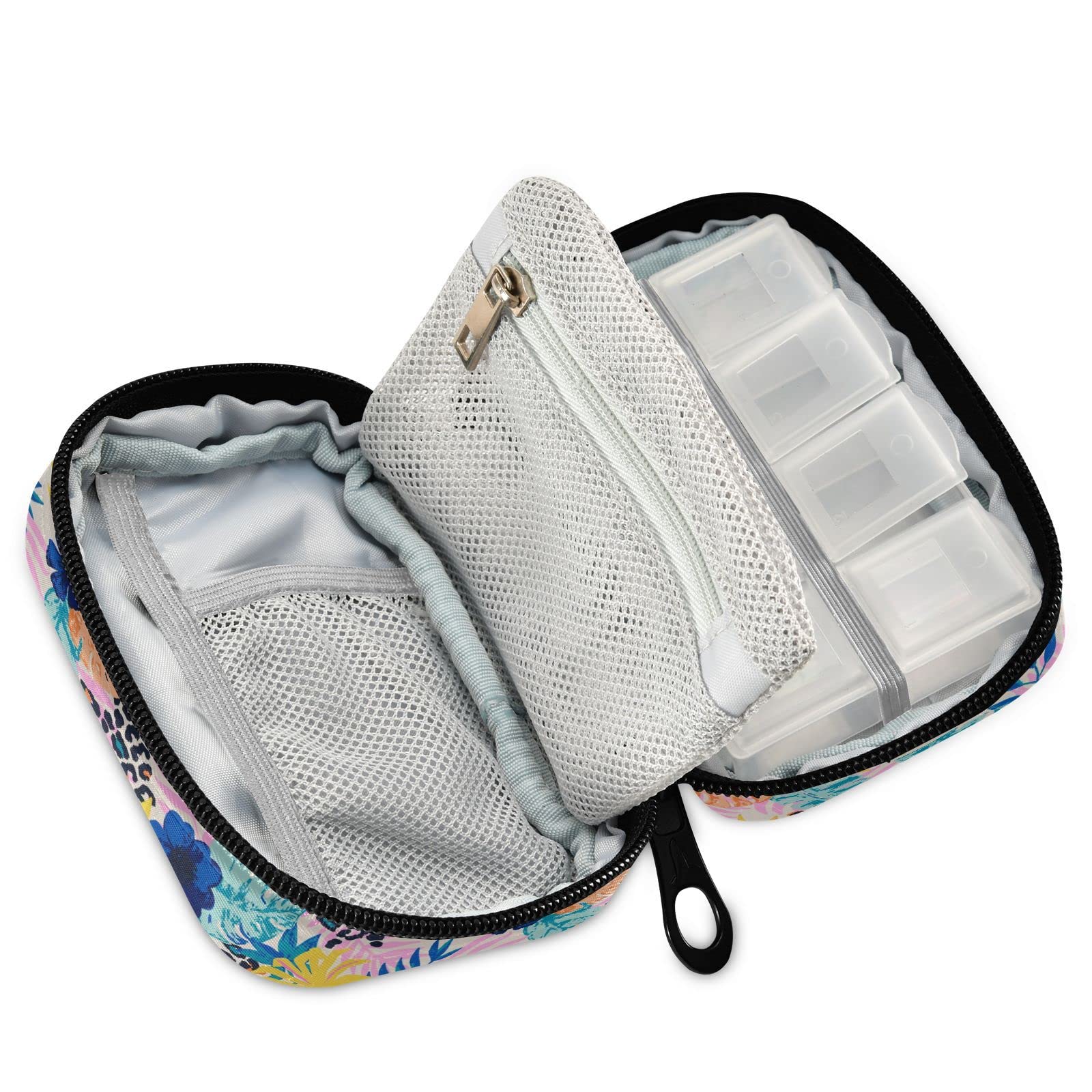 Naanle organizador de pastillas, hojas de palma, diseño elegante para bolso