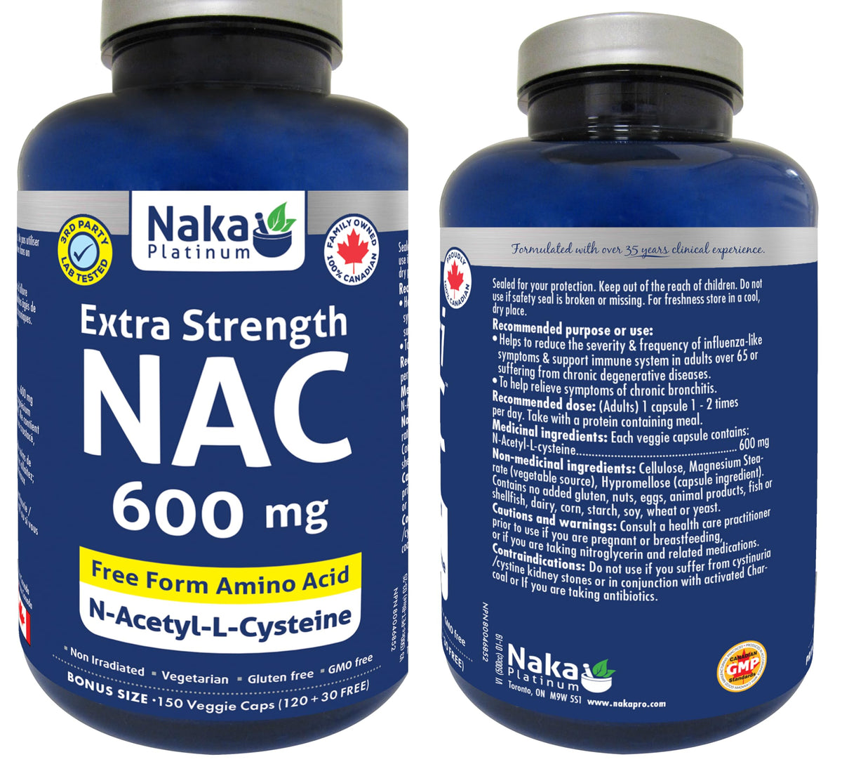 NAKA Naka Platinum Nutri NAC bote de cápsulas, posible apoyo a la salud respiratoria