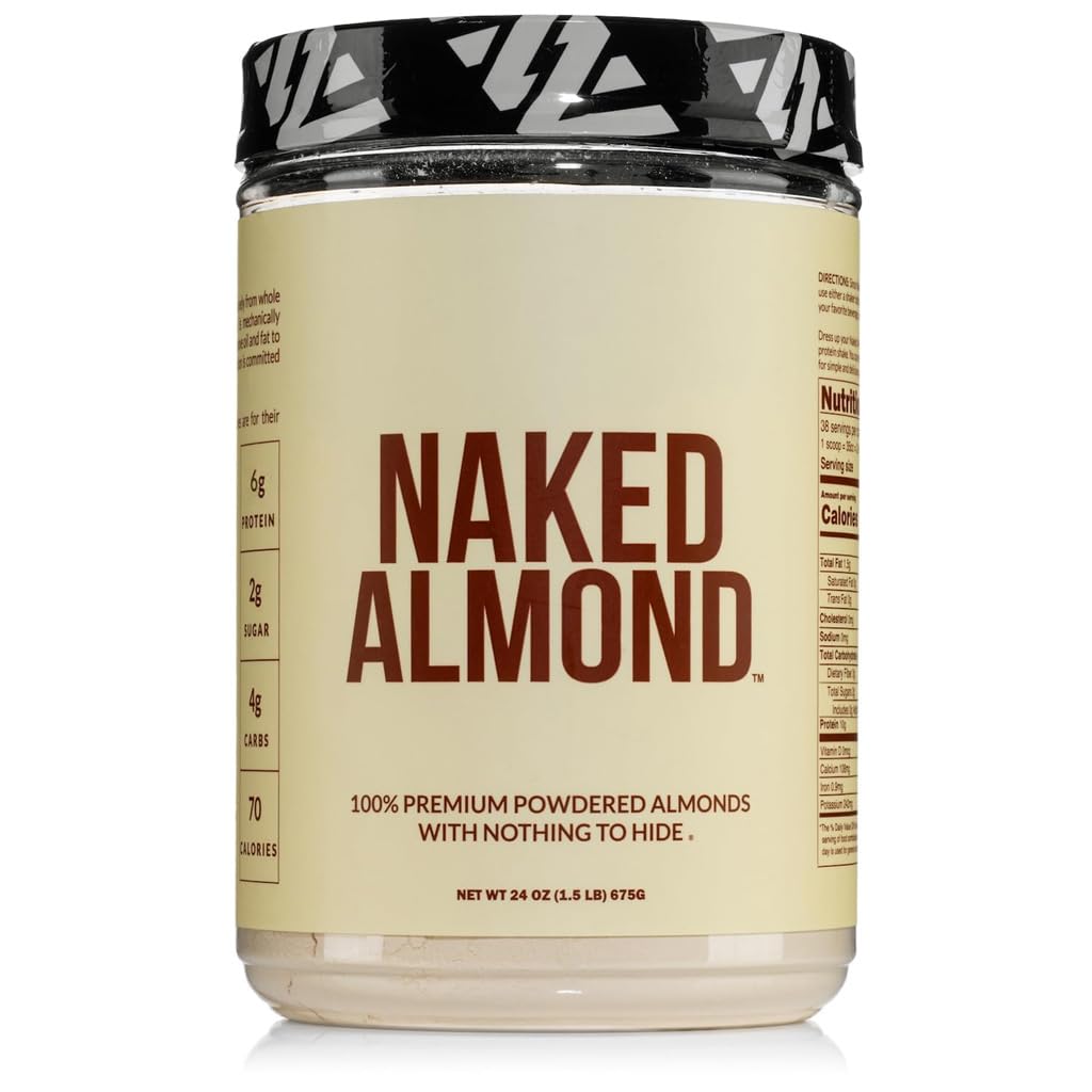 NAKED polvo de proteína de almendra en empaque, ideal para batidos.
