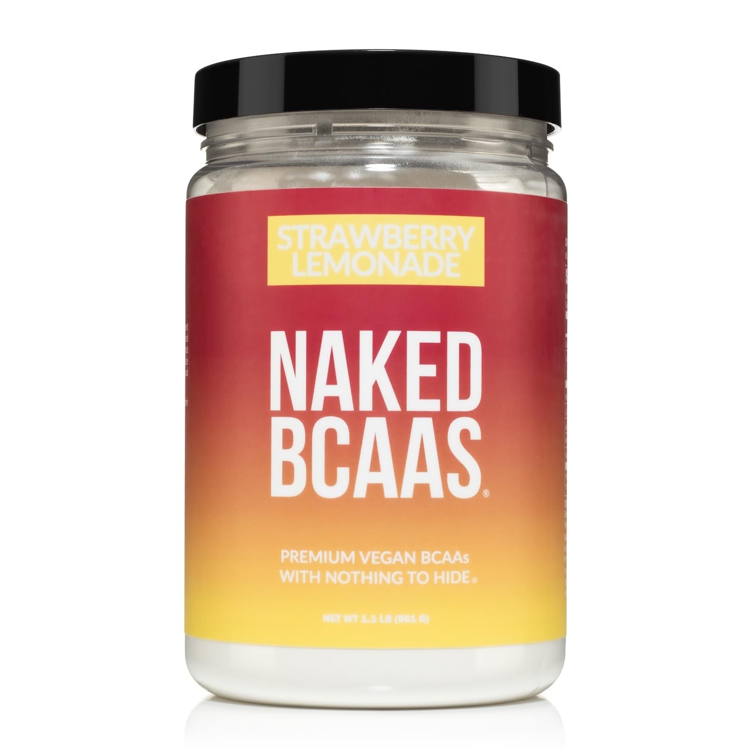 NAKED BCAAs fresa limón en bote, ideal para recuperación después del entrenamiento.
