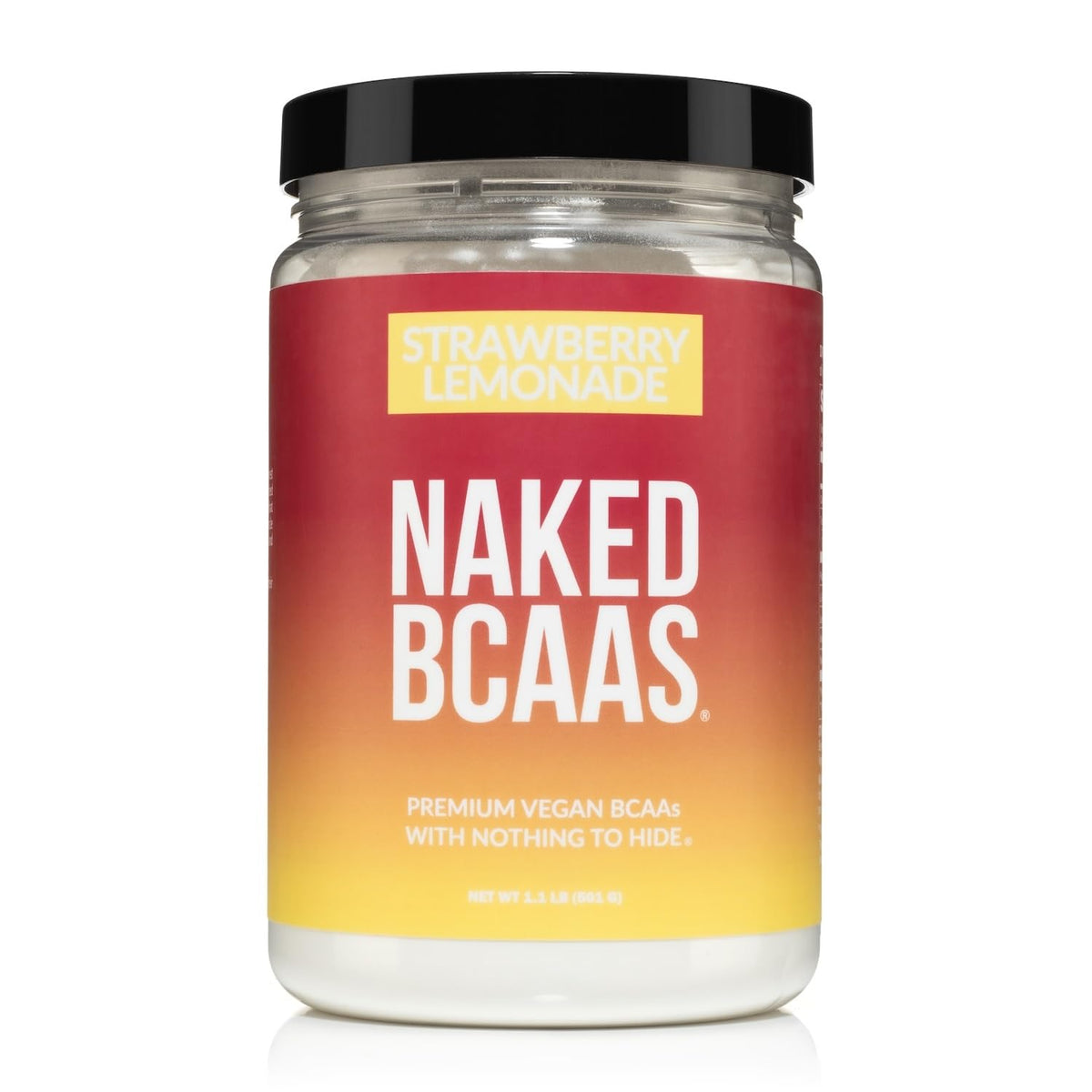 NAKED BCAAs fresa limón en bote, ideal para recuperación después del entrenamiento.