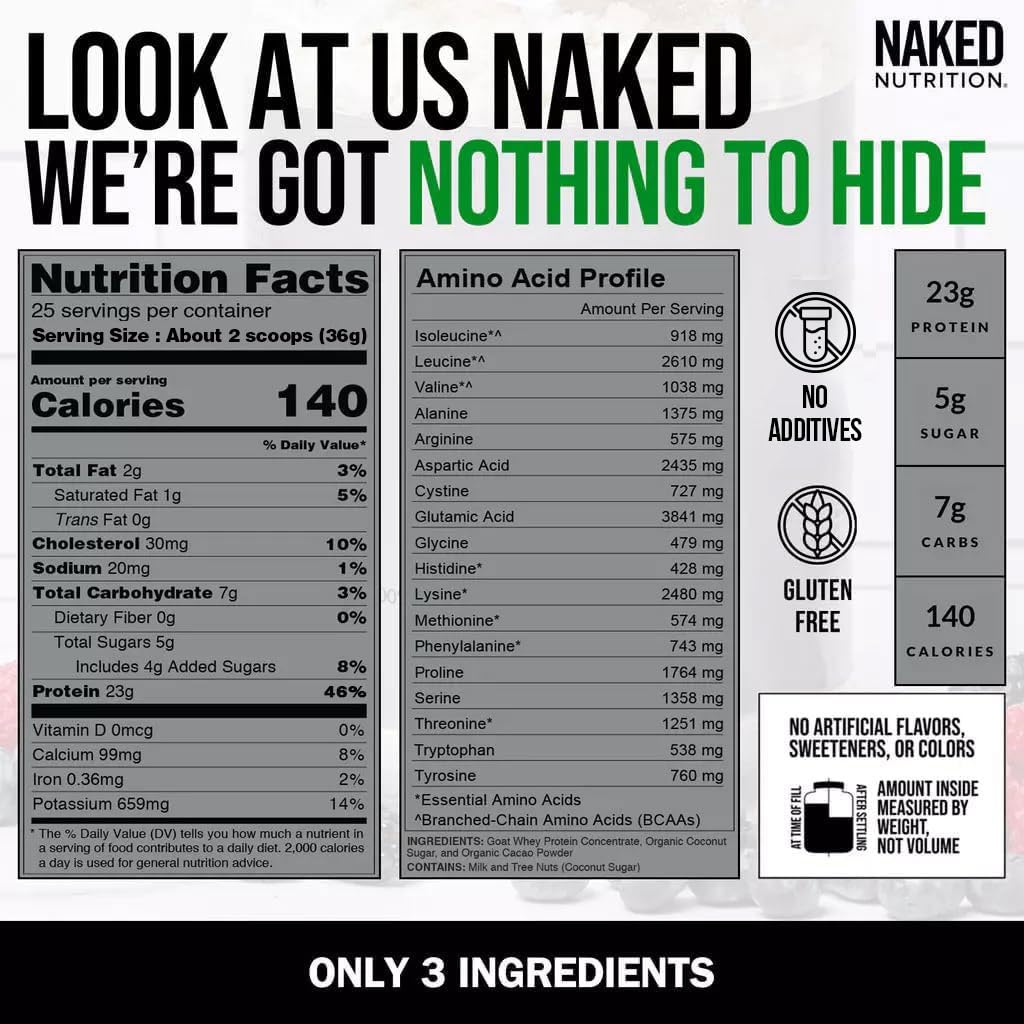 NAKED cabra chocolate proteína, textura cremosa para batidos suaves