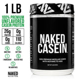 NAKED Casein, etiqueta certificada por NSF, garantiza pureza y seguridad.