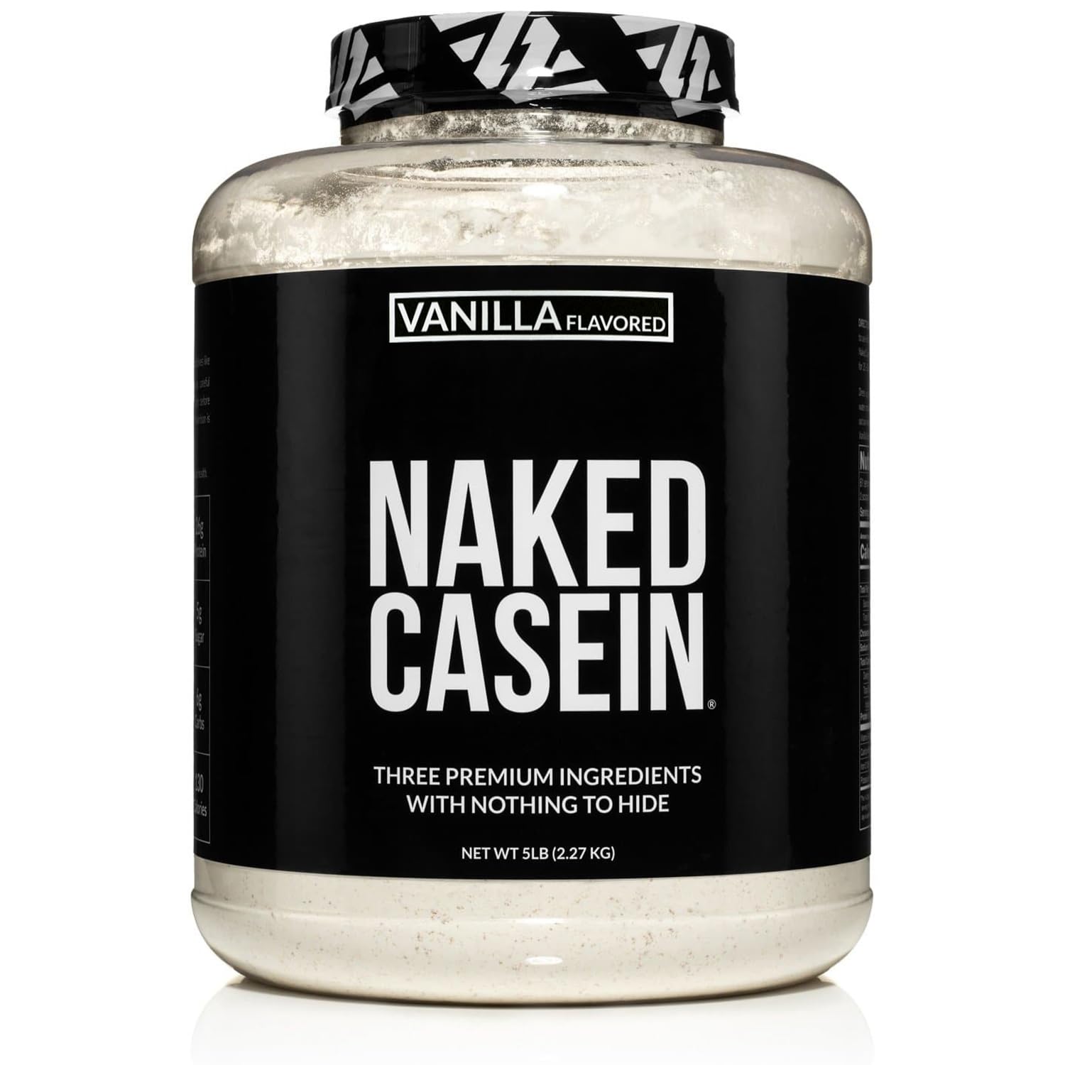 NAKED Casein Vanilla en lata 5 lb para recuperación nocturna.