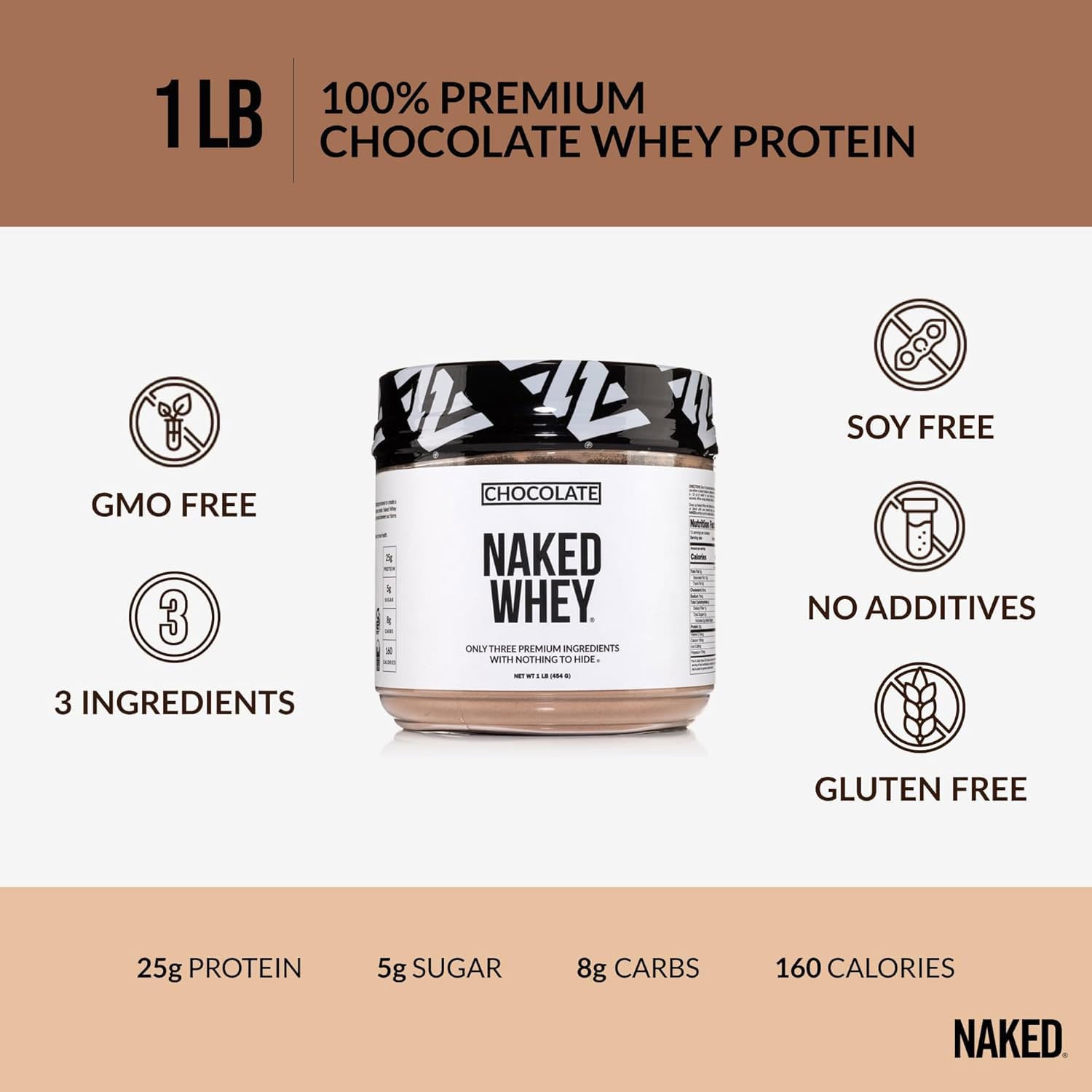 NAKED Chocolate Whey: polvo chocolate natural para días activos.