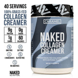NAKED crema de colágeno para café con taza humeante para un sabor suave.