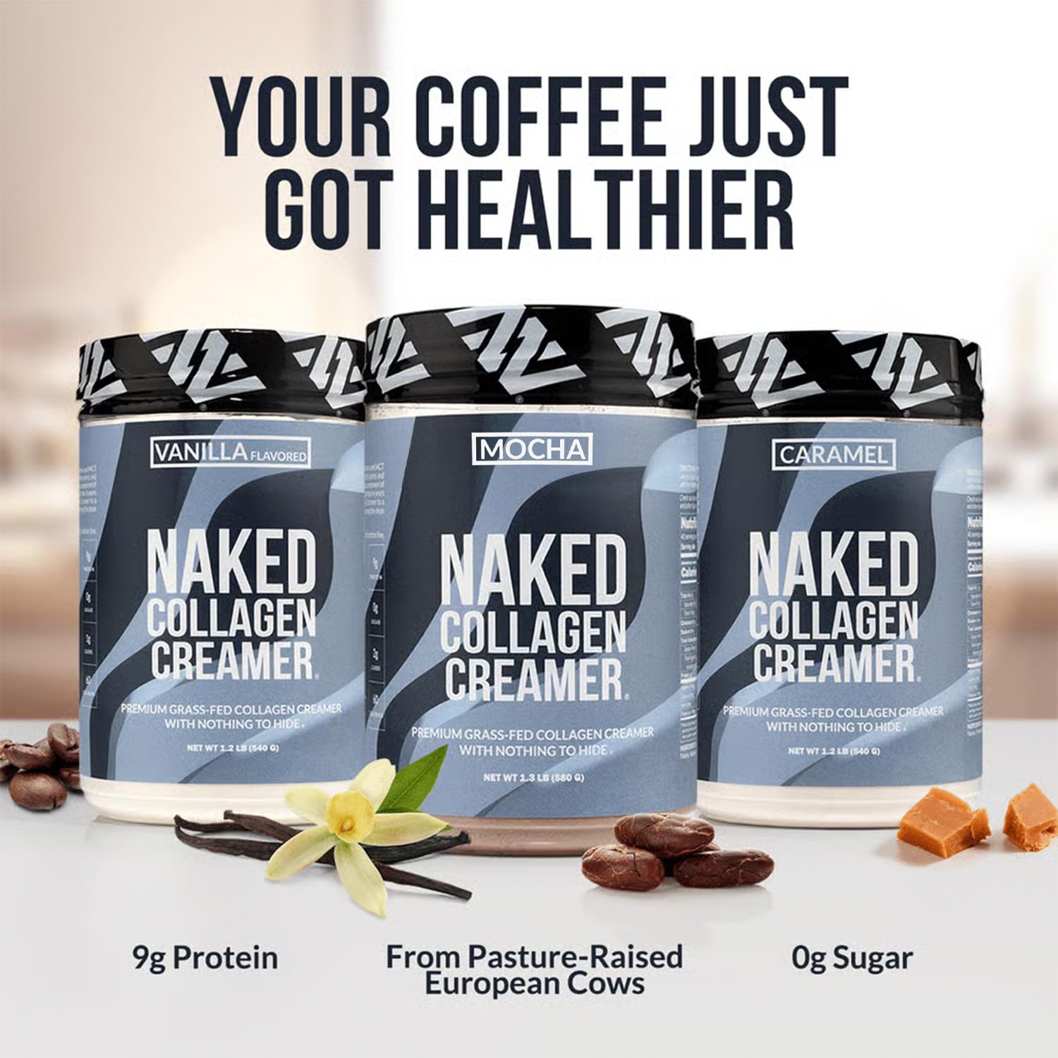 Empaque de Naked Colágeno Mocha Creamer y foto de envase