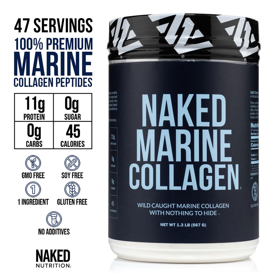NAKED colágeno marino en polvo, listo para mezclar en bebidas calientes