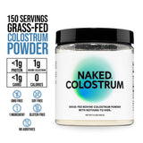 NAKED colostro mezclado en vaso con agua fría para consumo diario