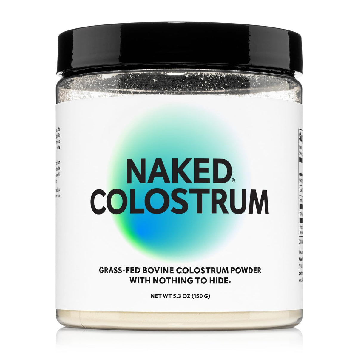 NAKED colostro polvo frente al envase para confianza en calidad