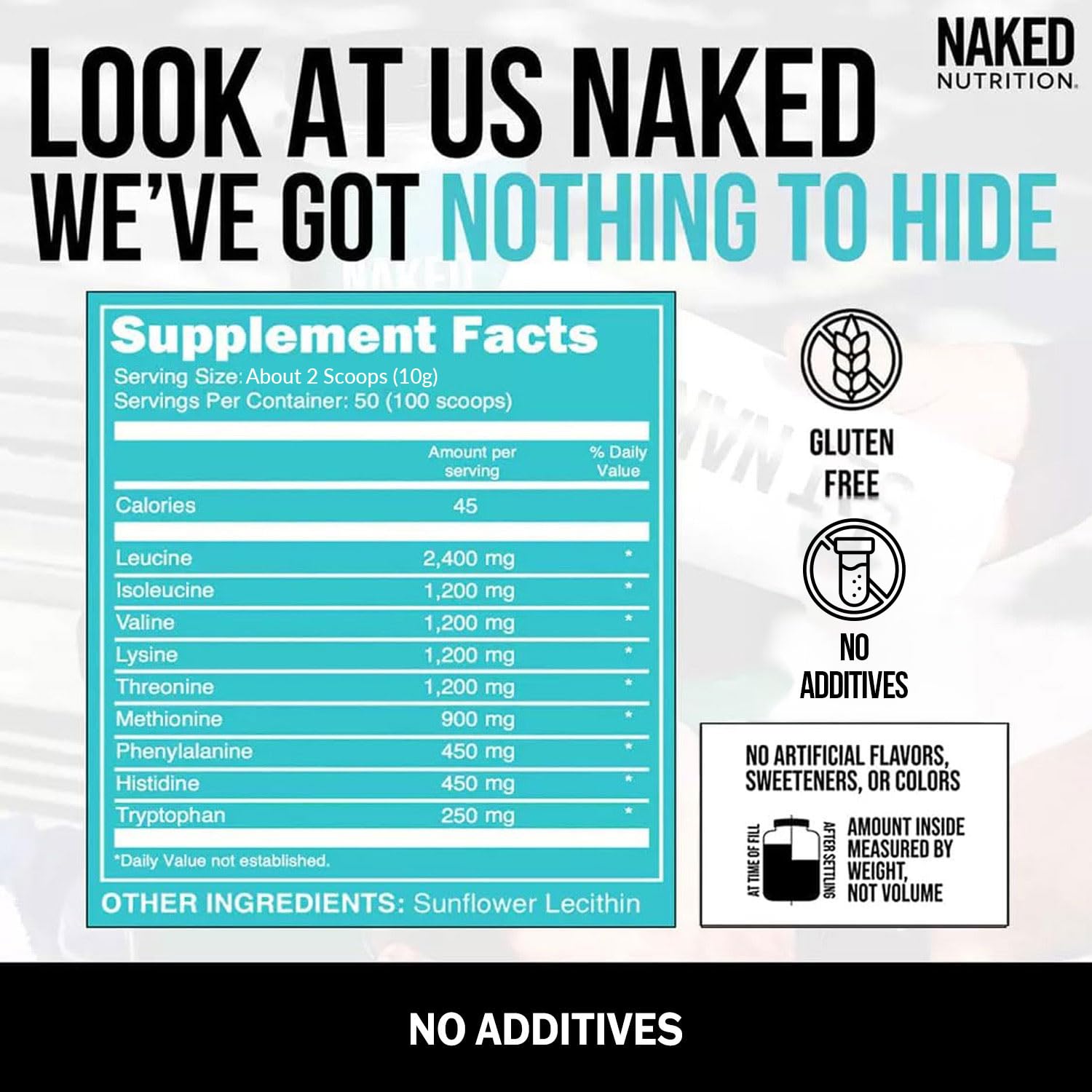 NAKED EAAs dispersión instantánea sin sabor, fácil de mezclar