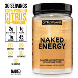 NAKED Citrus Energy con cuchara medidora para dosis precisas antes de entrenar