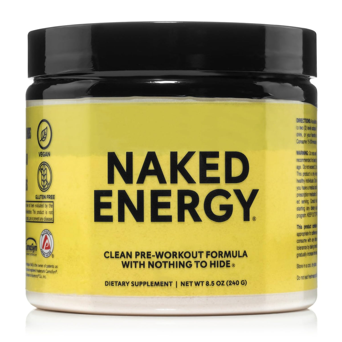 NAKED Energy, bote de polvo preentrenamiento, energía limpia para entrenar