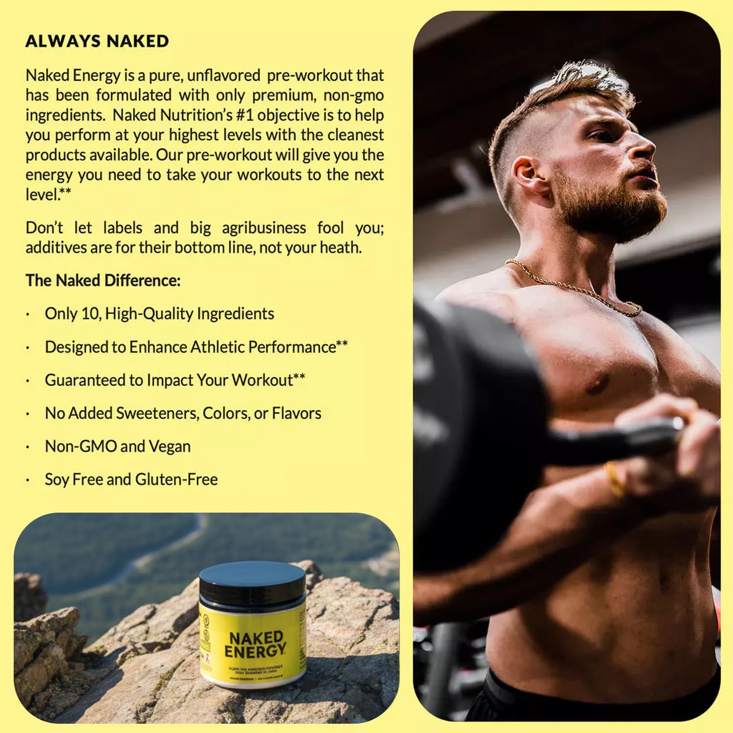 NAKED Energy, uso previo al entrenamiento, energía sostenida