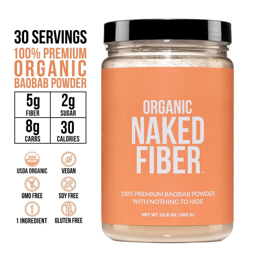 Textura suave de polvo de baobab de NAKED Fiber para mezclar.