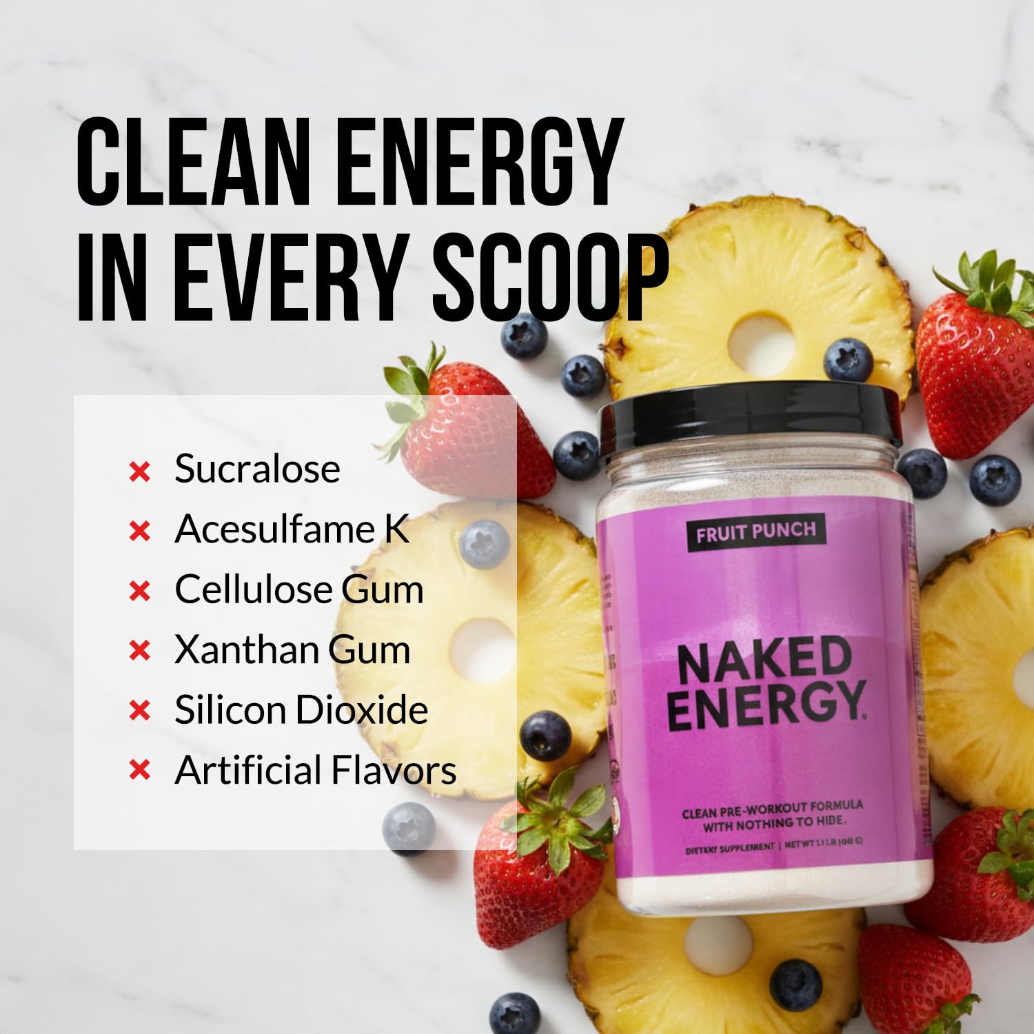 NAKED Fruit Punch Energy medidor práctico para dosis precisas