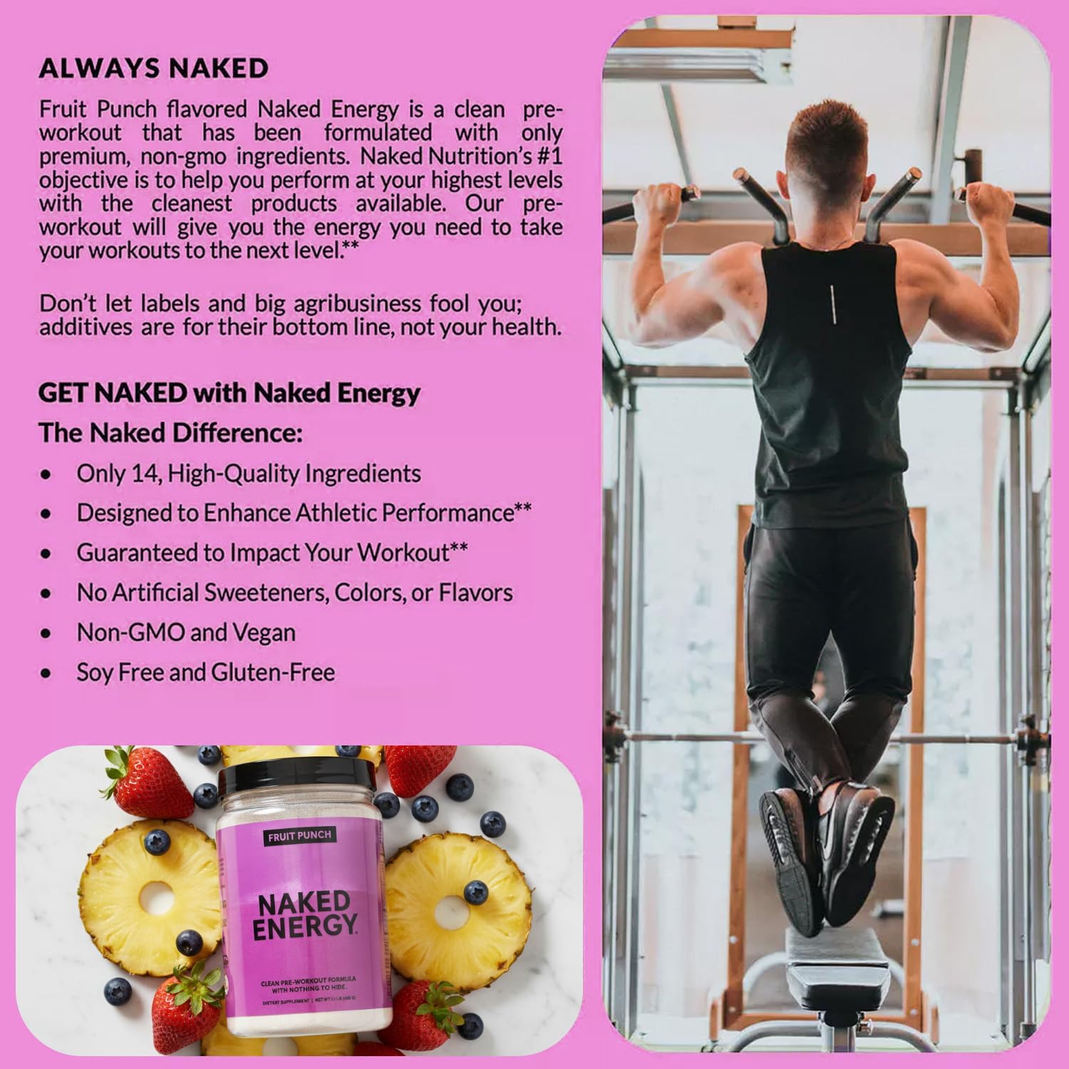 NAKED Fruit Punch Energy opción vegana sin aditivos para tu rutina