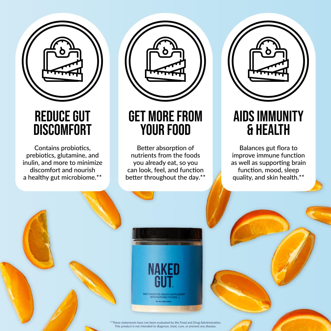 NAKED Gut etiqueta indica libre de gluten y apto para veganos.